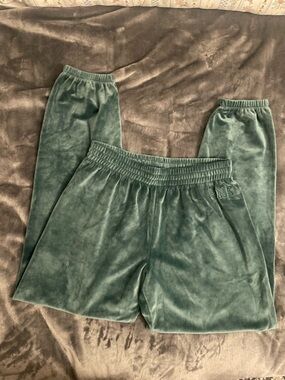 PINK Victoria's Secret Green Velour Velvet Pants